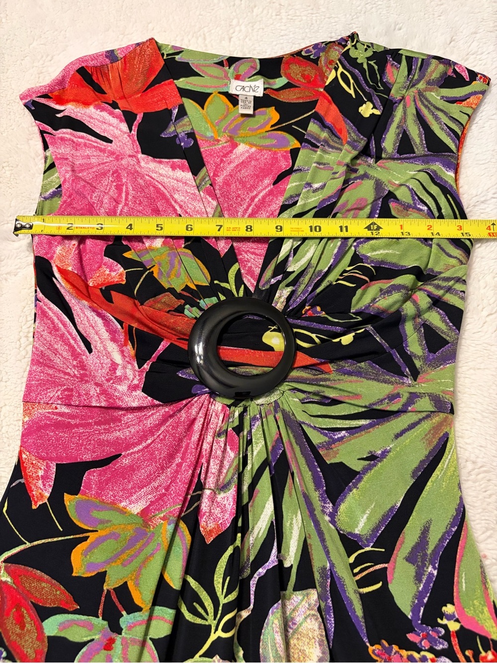 Caché tropical floral print fitted mini dress - Picture 5 of 9